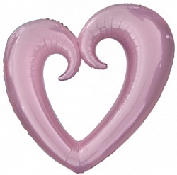 Шар Ф 36" Сердце Фигурное Металлик розовый 90 см /К