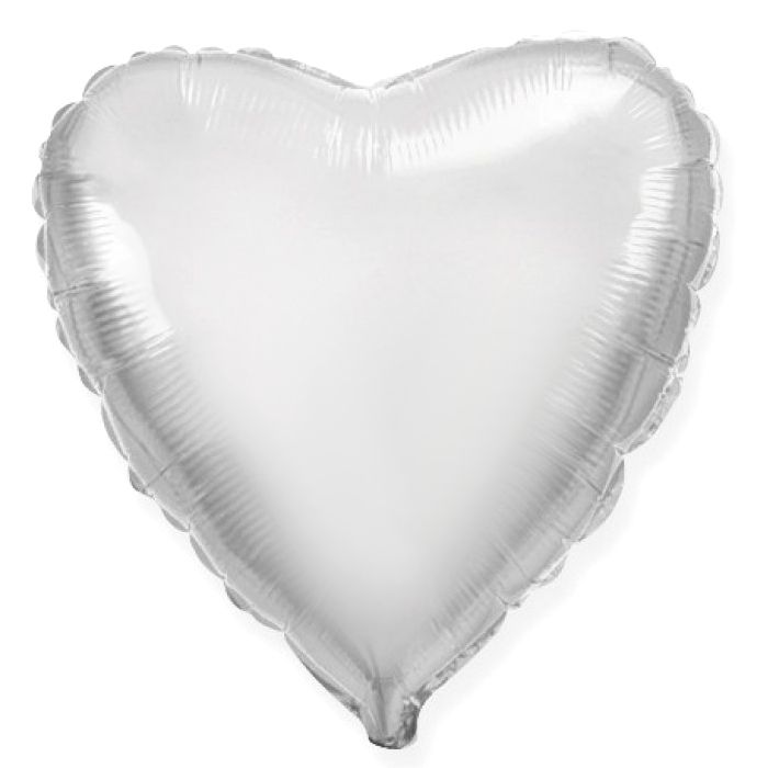 Шар Ф 18  Сердце Металлик серебряный/Silver 45 см /K